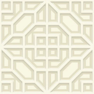 Asian Lattice in Cream and Gold on Sure Strip Wallpaper DI4700 - Image 1 of 3