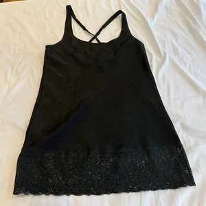 VTG Victoria's Secret Strappy Black Lace Chemise Gold Label Adjustable Size S - Picture 1 of 10