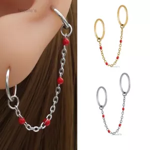 1 Set Surgical Steel Hinged Clicker Ring w Enamel Chain Ear Cartilage Piercing - Picture 1 of 4