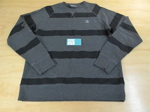 THE HUNDREDS ADAM BOMB BOX LOGO STRIPED CREWNECK SWEATER CHARCOAL GRAY BLACK L - Picture 1 of 1