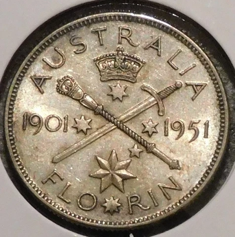 Australia - Silver Florin - 1951 (Jubilee variety) - King George VI Cover
