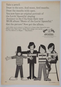 Lovin' Spoonful "Verano en la ciudad" Dibujo en caras 1966 Time Print Anuncio 7,5x11" - Imagen 1 de 1