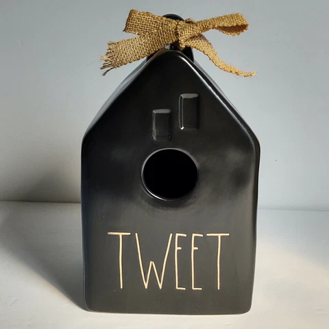 Rae Dunn Tweet Birdhouse Black Artisan Collection Excellent Condition Cover