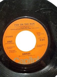 Sweet Fox on the Run Vinyl 45 RPM BURN ON THE FLAME Connolly Priest Scott Tucker - Picture 1 of 4