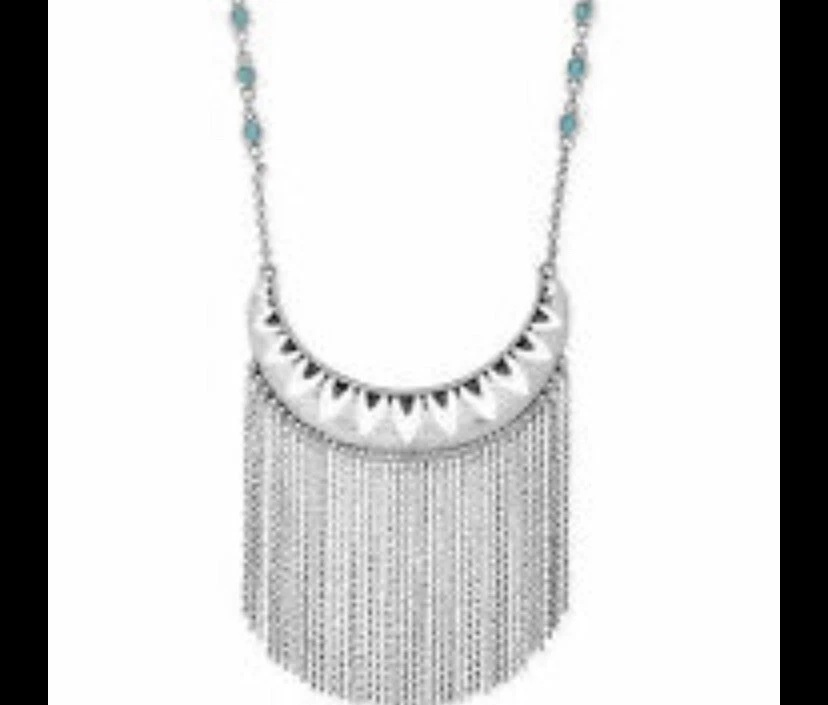 $55 LUCKY BRAND NECKLACE SILVER CRESCENT  CHAIN DANGLES, MARCASITE #L106 - Изображение 1 из 1