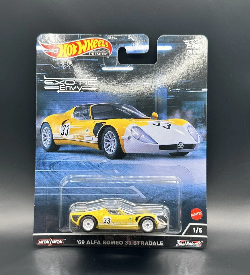 Hot Wheels Premium Exotic Envy 69 Alfa Romeo 33 Stradale 1/5 Real Riders NUEVO Foto 1 de 1