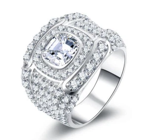 MEN'S CZ .925 STERLING SILVER COCKTAIL WEDDING BAND RING LARGE SIZE 7-16 MR101 - Picture 1 of 3