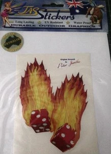 STICKER: JAS STICKER ~ FLAMING DICE # STE109B - Picture 1 of 1