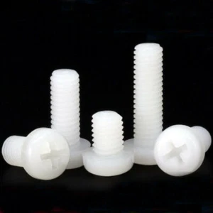 White Nylon M2 M2.5 M3 M4 Phillips Round / Pan Head Machine Screws Plastic Screw - Picture 1 of 4
