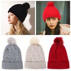 Fox Fur Pompom Hat Wool Winter Hat Women Wool Winter Beanies Warm Knitting Hat