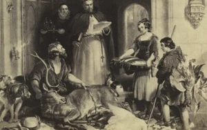 Germany Dresden Painting Priest & Hunters Old CDV Photo 1870 - Picture 1 of 3