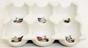 Lambrettas Egg Holder Ceramic 6 Egg Tray / Fridge / Storage Rack Hand Decorated - Picture 1 of 3