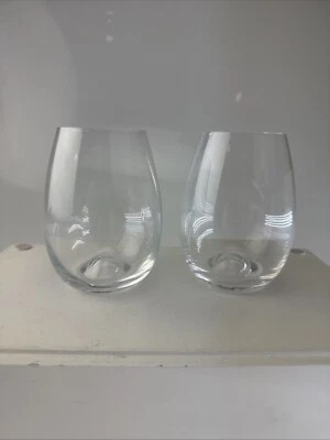 Juego de 2 copas de vino sin tallo de cristal Dartington de 4" con fondo de hoyuelos Foto 1 de 4