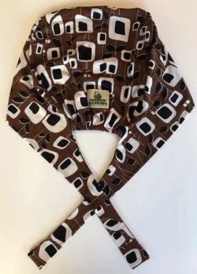 Scrub Hat Green Scrubs Surgical Dental Surgery Skull Cap Brown Retro - Image 1 of 4