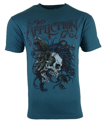 Camiseta para hombre AFFLICTION BATTLE CRY verde azulado oscuro motociclista MMA S-5XL Foto 1 de 4