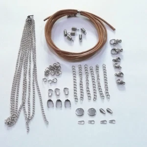 Kit Création Fabrication CUIR Brut Chaîne ACIER INOX 12 Art. Collier Bracelet - Imagen 1 de 1