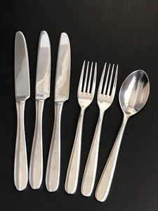 Lot of 6 Fortessa Grand City Stainless Steel Dinner Flatware - Knife Spoon Fork - Picture 1 of 7