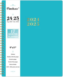 Planner AUG. 2024-2025 Daily Weekly Monthly Planner- w/ Tabs Pocket Label 9×11" - Picture 1 of 6