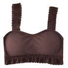 Womens Lace Ribbed Sport Bra Push Up Wirefree for Strappy Underwea