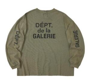 For 22/SS Gallery Dept. Distressed Logo Letter Print Long Sleeve T-Shirt Green