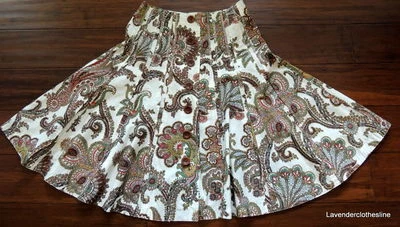 CAbi 2 Romantic Paisley Button Down Front A Line Pleated Below Knee Skirt - Image 1 of 4
