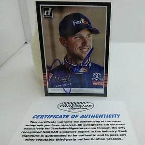 DENNY HAMLIN #128 2018 PANINI DONRUSS RACING Autographed and COA - Picture 1 of 9