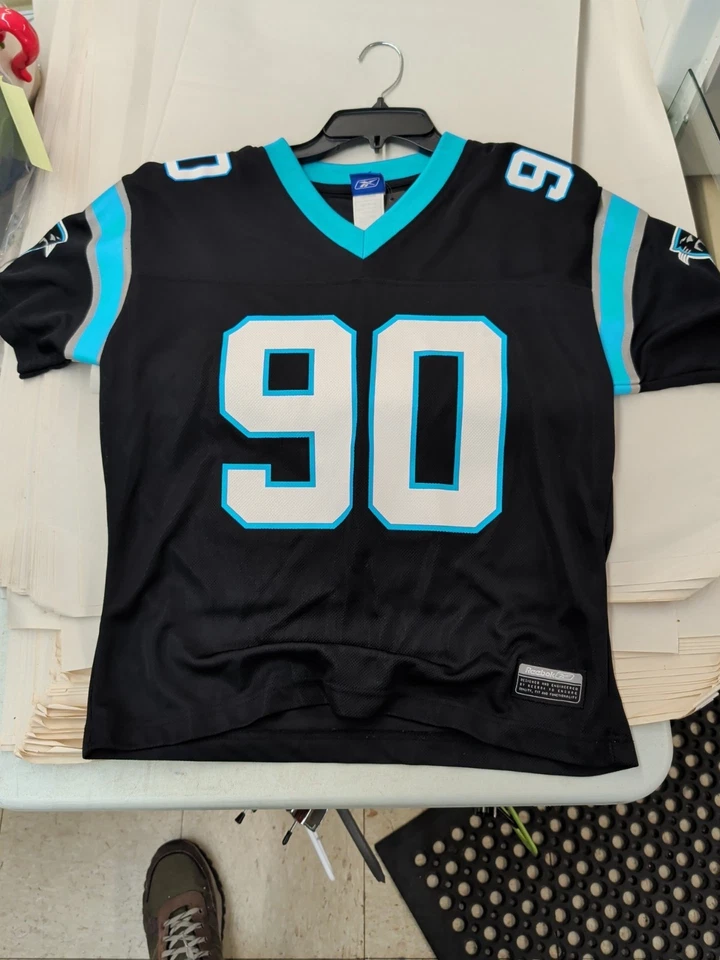 Camiseta deportiva pequeña para adultos Julius Peppers Carolina Panthers marca Reebok Foto 1 de 4