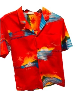 Vintage Made in Hawaii rot Button Down Gr. M aus Poly - Bild 1 von 6