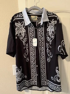 Royaura Tiki Panel /Flowers Black Button-Down Shirt - New with Tags Size XL - Picture 1 of 4