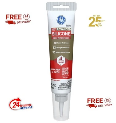 Силиконовый герметик GE Advanced для кухни и ванной комнаты - 100% водонепроницаемый силиконовый морской - Изображение 1 из 4