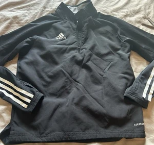 Girls Youth Adidas Aeroready Long Sleeve Black/Strip Light Jacket Size 11/12 M - Picture 1 of 9