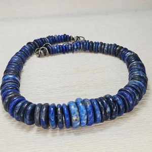 Carolyn Pollack Relios Lapis Graduated Disc Heishi Necklace Sterling - Picture 1 of 9