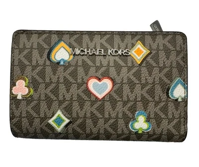 Michael Kors Jet Set Travel MD Bifold Zip Wallet Vegas Olive - Image 1 of 3