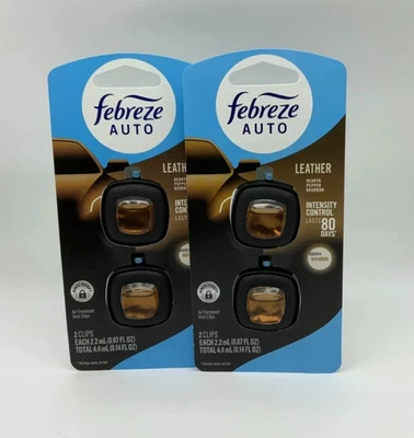 Ambientadores de aire de ventilación de cuero Febreze para automóvil - Paquete de 4 eliminadores de olores para vehículos Foto 1 de 2