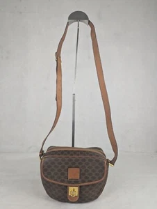 CELINE Paris Dream Logo Pochette Macadam Leather Brown Small Shoulder Bag - Picture 1 of 17