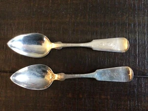 Antique American Coin Silver M.C. Rich Teaspoons Spoons Hallmarked 1830-1850 - Bild 1 von 12