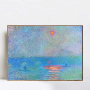 "Lona enmarcada Estampado Giclee Efecto de la luz solar en la niebla por Claude Monet 24""x32" - Imagen 1 de 8