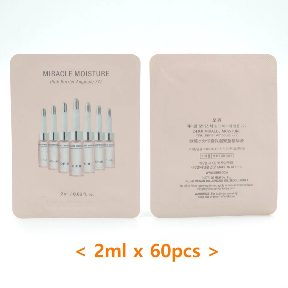 O HUI Miracle Moisture Pink Barrier Ampoule 777 2ml x 60pcs K-Beauty - Image 1 of 4