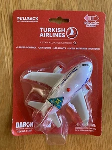 TURKISH AIRLINES Fun Toy Pull Back Plane Airplane with Lights Jet Noise PLANE - Picture 1 of 2