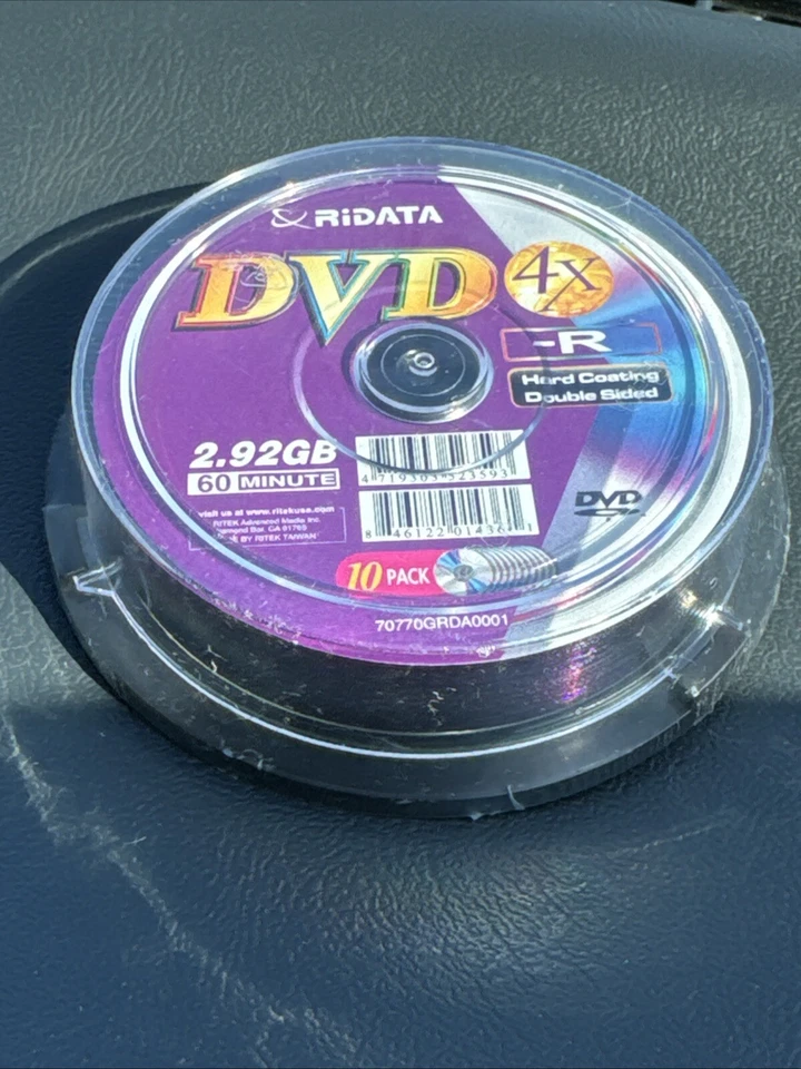 Ritek Ridata Mini DVD R 4x 2.92 GB 60min Cake 10pk Spindle Hard Coating 2 Sided - Image 1 of 2