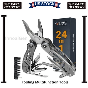 Multi Function Tool Flissa Stainless Steel Folding Pliers With Sheath Survival - Picture 1 of 6