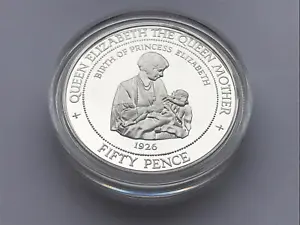 1995 FALKLAND ISLANDS SILVER PROOF QUEEN MOTHER FIFTY 50 PENCE COIN - Picture 1 of 5