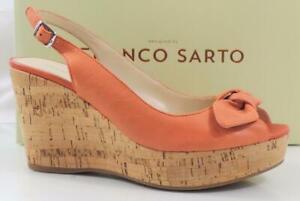Women's Shoes Franco Sarto Vassi Platform Wedge Sandals Leather Coral Size 9.5