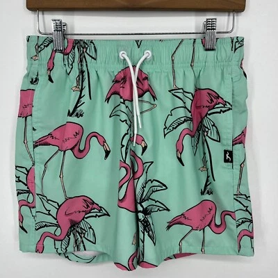 Hollister Swim Trunks Men's Size XS Green Flamingo Mesh Lining Pockets - Image 1 of 4