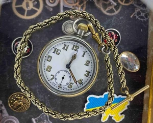Antique Pocket Watch Mechanical Swiss Military Chain Ottoman Open Face Rare 19th - Picture 1 of 24