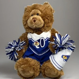 Build A Bear  Cheerleader Plush Brown Bear 16" Tall Pom Poms megaphone Flag BAB - Picture 1 of 12