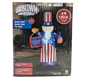 Tío Sam inflable soplado por aire Gemmy con bandera y pancarta, 6 pies rojo # 335011 - Imagen 1 de 5