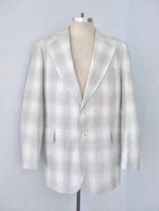 Giacca resort blazer discoteca estivo a quadri blu ghiaccio vintage anni 70 risvolto largo 44L - Foto 1 di 10