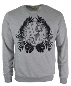 Versace Jeans Sweatshirt Jumper Grey Black Embroidered Tiger Logo Mens Size XL - Picture 1 of 3