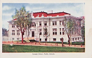 Postal CO Pueblo Colorado-Biblioteca Carnegie-Libros-Bicicleta-Vintage 1907 C2 - Imagen 1 de 2